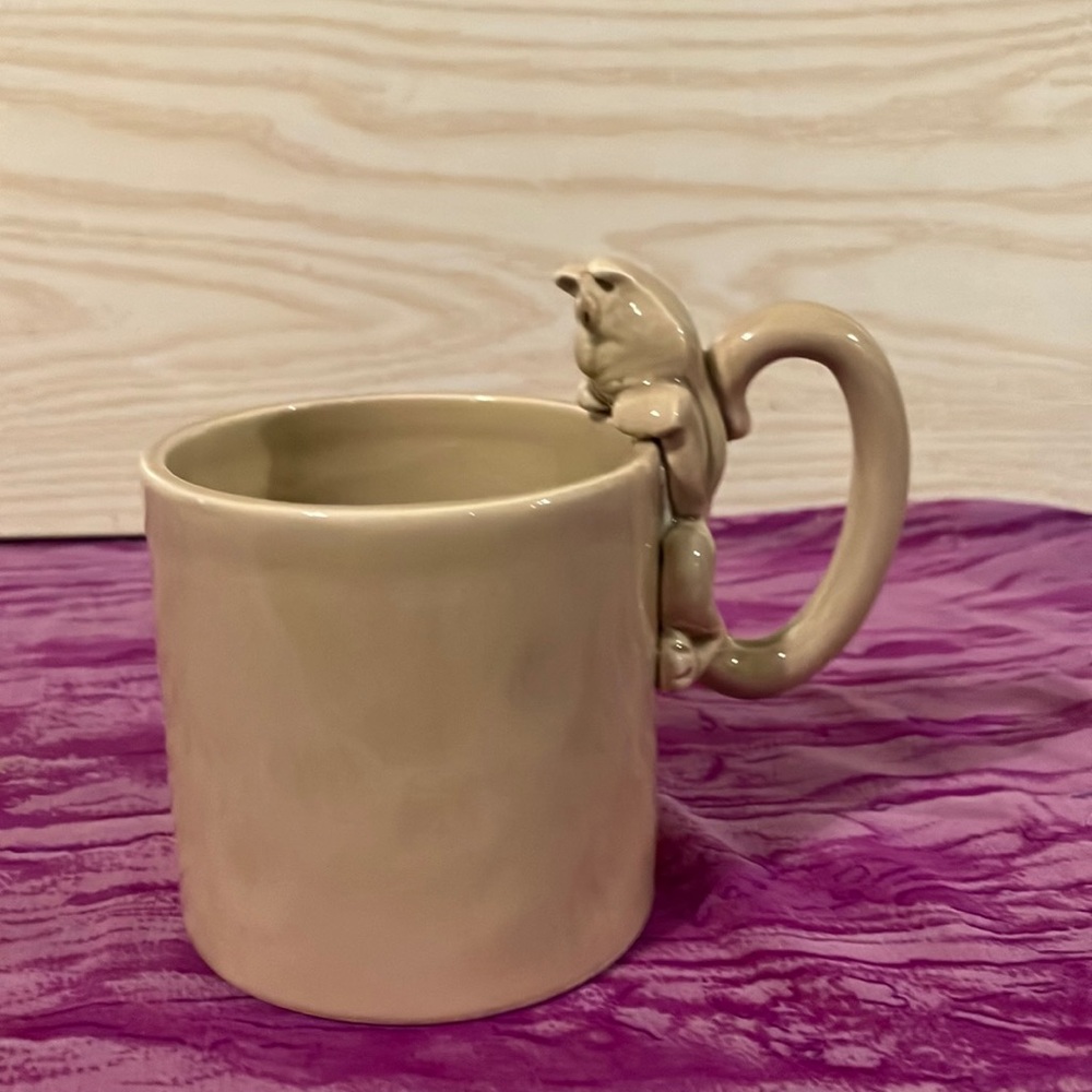 Charming Tan Ceramic Mug with Animal Handle